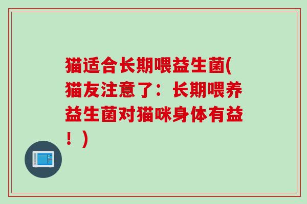 猫适合长期喂益生菌(猫友注意了：长期喂养益生菌对猫咪身体有益！)