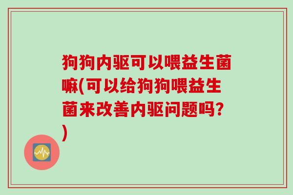 狗狗内驱可以喂益生菌嘛(可以给狗狗喂益生菌来改善内驱问题吗？)