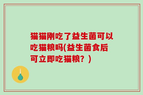 猫猫刚吃了益生菌可以吃猫粮吗(益生菌食后可立即吃猫粮？)