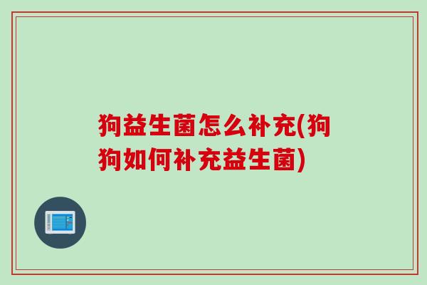 狗益生菌怎么补充(狗狗如何补充益生菌)