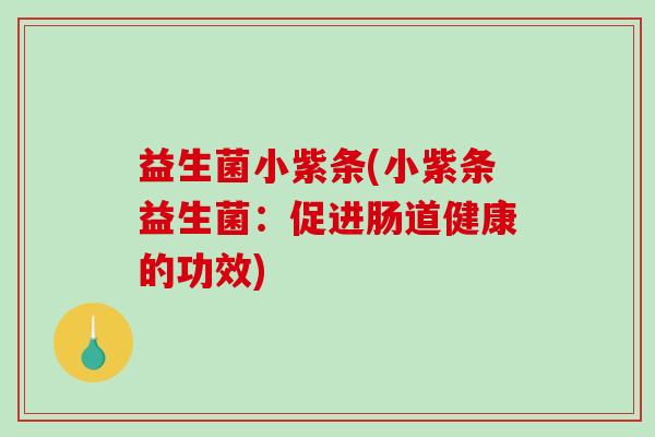益生菌小紫条(小紫条益生菌：促进肠道健康的功效)