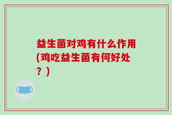 益生菌对鸡有什么作用(鸡吃益生菌有何好处？)