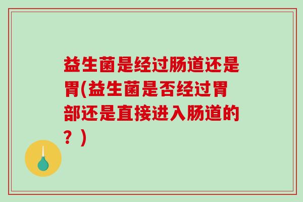 益生菌是经过肠道还是胃(益生菌是否经过胃部还是直接进入肠道的？)