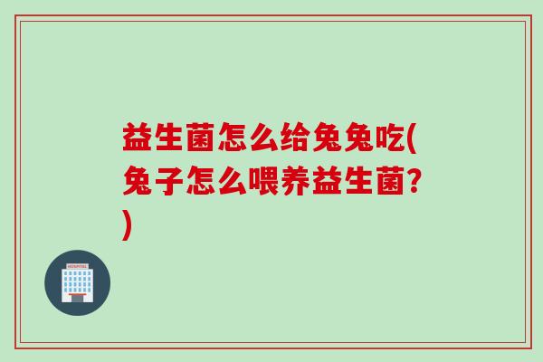 益生菌怎么给兔兔吃(兔子怎么喂养益生菌？)
