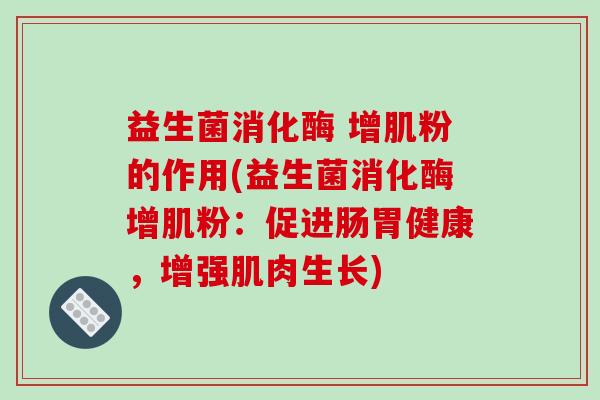 益生菌消化酶 增肌粉的作用(益生菌消化酶增肌粉：促进肠胃健康，增强肌肉生长)