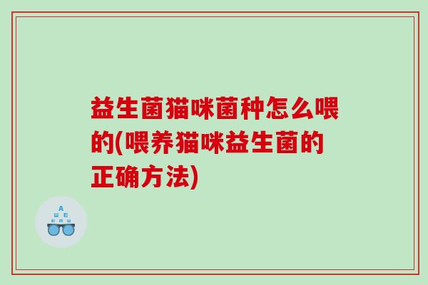 益生菌猫咪菌种怎么喂的(喂养猫咪益生菌的正确方法)