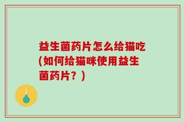益生菌药片怎么给猫吃(如何给猫咪使用益生菌药片？)