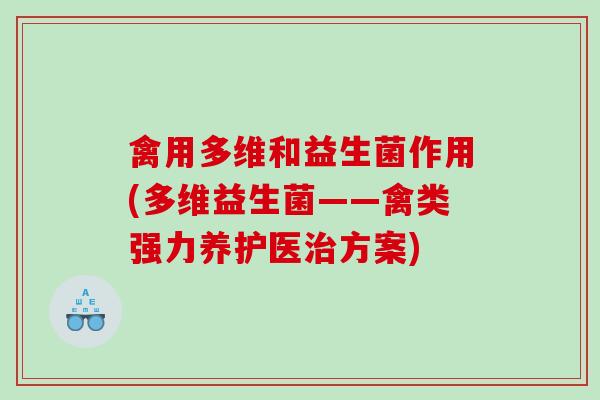 禽用多维和益生菌作用(多维益生菌——禽类强力养护医治方案)
