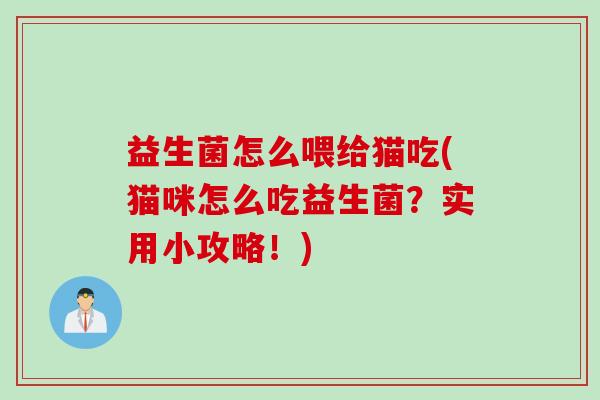 益生菌怎么喂给猫吃(猫咪怎么吃益生菌？实用小攻略！)
