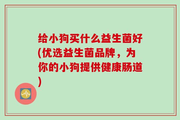 给小狗买什么益生菌好(优选益生菌品牌，为你的小狗提供健康肠道)