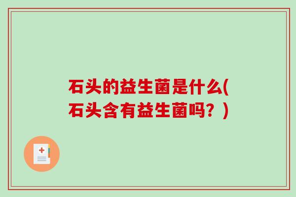 石头的益生菌是什么(石头含有益生菌吗？)