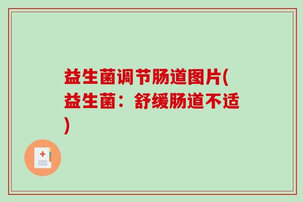 益生菌调节肠道图片(益生菌：舒缓肠道不适)