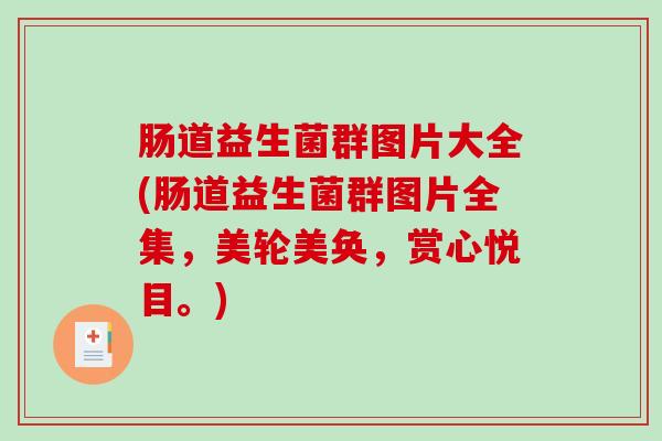 肠道益生菌群图片大全(肠道益生菌群图片全集，美轮美奂，赏心悦目。)