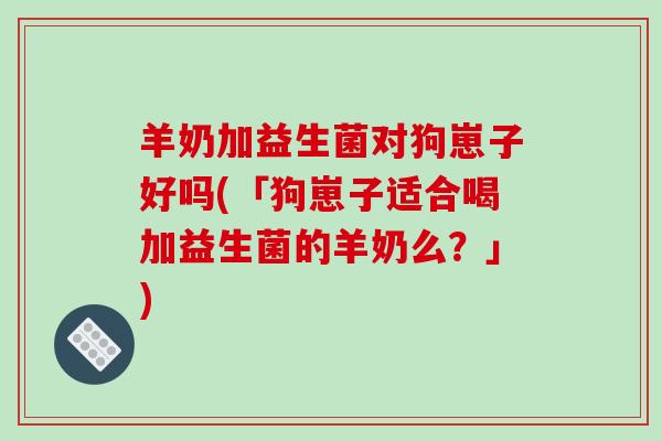 羊奶加益生菌对狗崽子好吗(「狗崽子适合喝加益生菌的羊奶么？」)