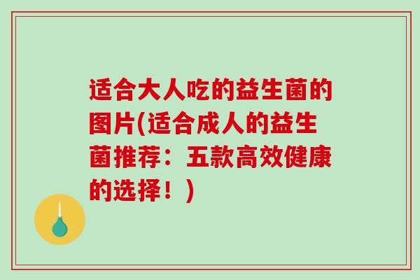 适合大人吃的益生菌的图片(适合成人的益生菌推荐：五款高效健康的选择！)