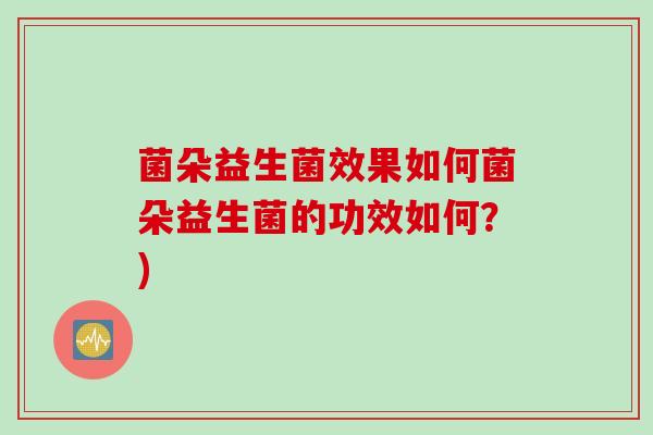 菌朵益生菌效果如何菌朵益生菌的功效如何？)