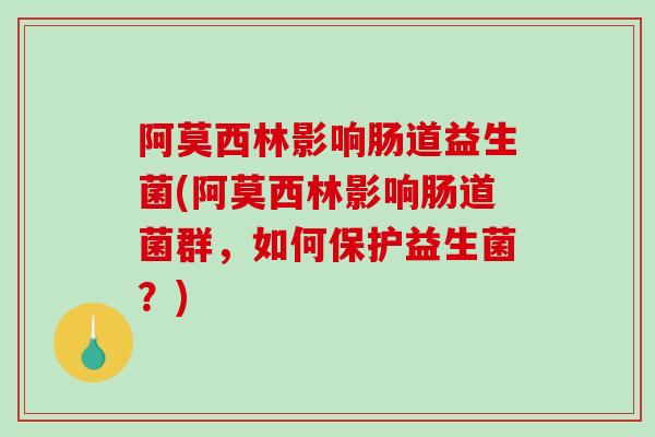 阿莫西林影响肠道益生菌(阿莫西林影响肠道菌群，如何保护益生菌？)