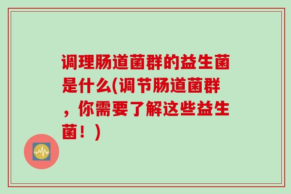 调理肠道菌群的益生菌是什么(调节肠道菌群，你需要了解这些益生菌！)