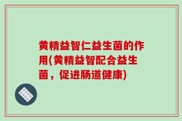 黄精益智仁益生菌的作用(黄精益智配合益生菌，促进肠道健康)