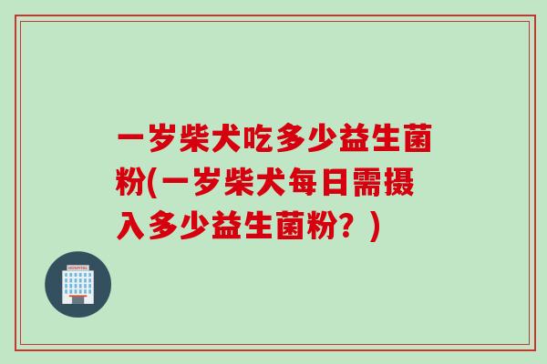 一岁柴犬吃多少益生菌粉(一岁柴犬每日需摄入多少益生菌粉？)