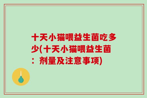 十天小猫喂益生菌吃多少(十天小猫喂益生菌：剂量及注意事项)