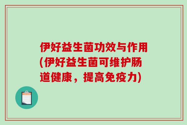 伊好益生菌功效与作用(伊好益生菌可维护肠道健康，提高免疫力)