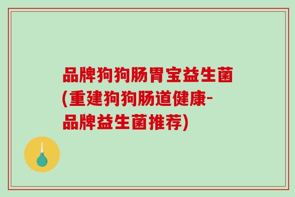 品牌狗狗肠胃宝益生菌(重建狗狗肠道健康-品牌益生菌推荐)