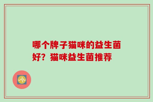 哪个牌子猫咪的益生菌好？猫咪益生菌推荐