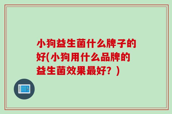 小狗益生菌什么牌子的好(小狗用什么品牌的益生菌效果最好？)