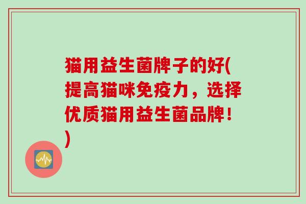 猫用益生菌牌子的好(提高猫咪免疫力，选择优质猫用益生菌品牌！)