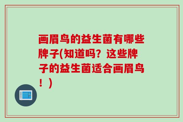 画眉鸟的益生菌有哪些牌子(知道吗？这些牌子的益生菌适合画眉鸟！)
