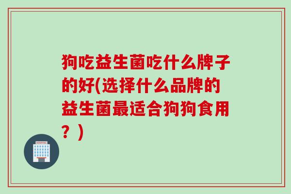 狗吃益生菌吃什么牌子的好(选择什么品牌的益生菌适合狗狗食用？)