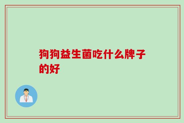 狗狗益生菌吃什么牌子的好