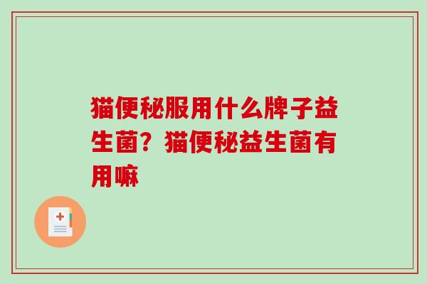 猫便秘服用什么牌子益生菌？猫便秘益生菌有用嘛