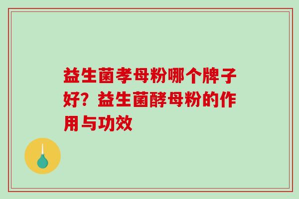 益生菌孝母粉哪个牌子好？益生菌酵母粉的作用与功效