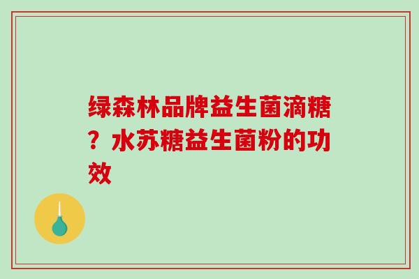 绿森林品牌益生菌滴糖？水苏糖益生菌粉的功效