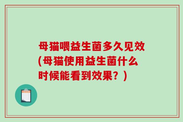 母猫喂益生菌多久见效(母猫使用益生菌什么时候能看到效果？)