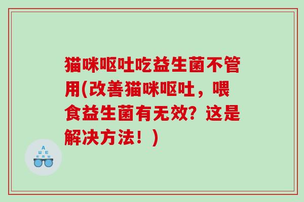 猫咪吃益生菌不管用(改善猫咪,喂食益生菌有无效?这是解决方法!) 猫咪吃益生菌不管用(改善猫咪,喂食益生菌有无效?这是解决方法!)