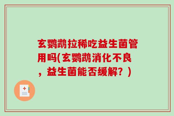 玄鹦鹉拉稀吃益生菌管用吗(玄鹦鹉消化不良，益生菌能否缓解？)