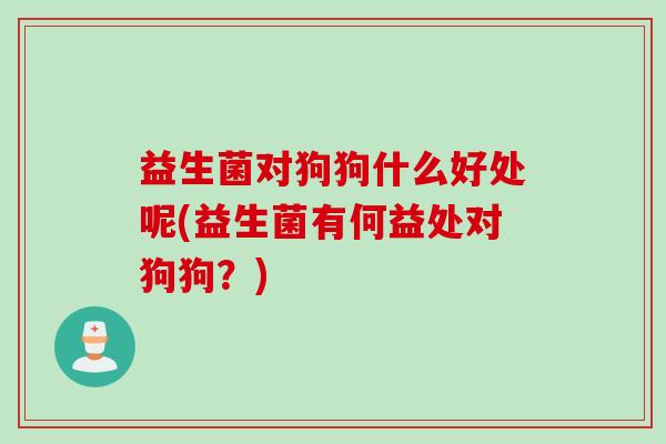 益生菌对狗狗什么好处呢(益生菌有何益处对狗狗？)