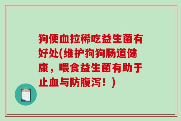 狗便血拉稀吃益生菌有好处(维护狗狗肠道健康，喂食益生菌有助于止血与防腹泻！)