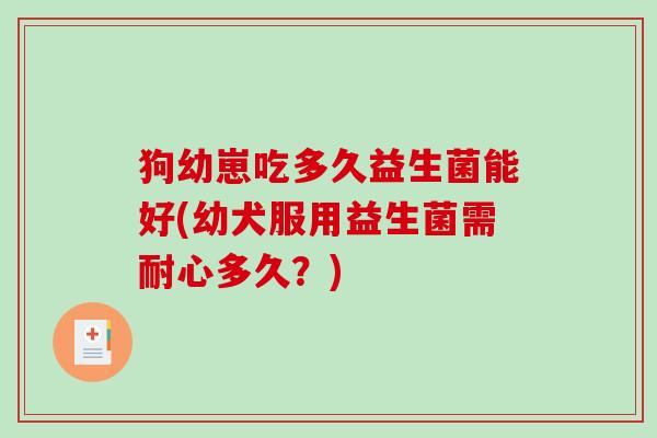 狗幼崽吃多久益生菌能好(幼犬服用益生菌需耐心多久?) 狗幼崽吃多久益生菌能好(幼犬服用益生菌需耐心多久?)