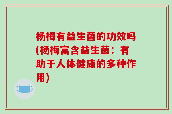 杨梅有益生菌的功效吗(杨梅富含益生菌:有助于人体健康的多种作用) 杨梅有益生菌的功效吗(杨梅富含益生菌:有助于人体健康的多种作用)