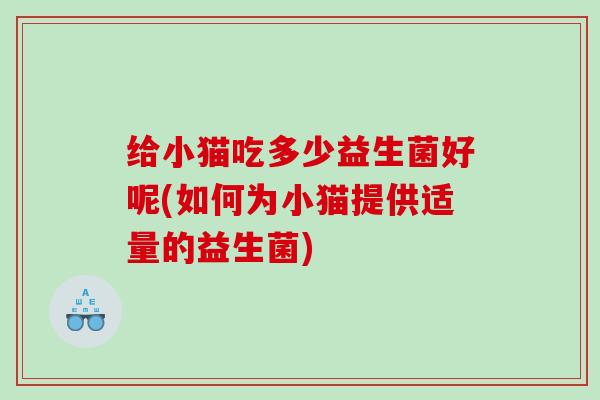 给小猫吃多少益生菌好呢(如何为小猫提供适量的益生菌)