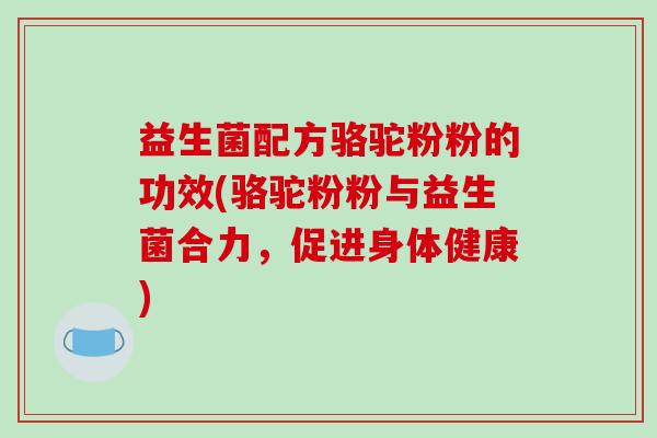 益生菌配方骆驼粉粉的功效(骆驼粉粉与益生菌合力，促进身体健康)
