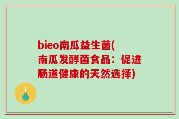 bieo南瓜益生菌(南瓜发酵菌食品：促进肠道健康的天然选择)