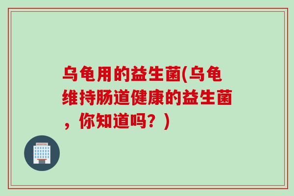 乌龟用的益生菌(乌龟维持肠道健康的益生菌，你知道吗？)