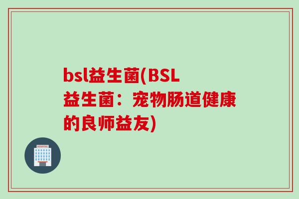 bsl益生菌(BSL益生菌：宠物肠道健康的良师益友)