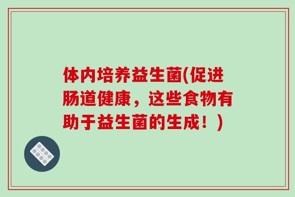 体内培养益生菌(促进肠道健康，这些食物有助于益生菌的生成！)