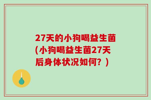 27天的小狗喝益生菌(小狗喝益生菌27天后身体状况如何？)